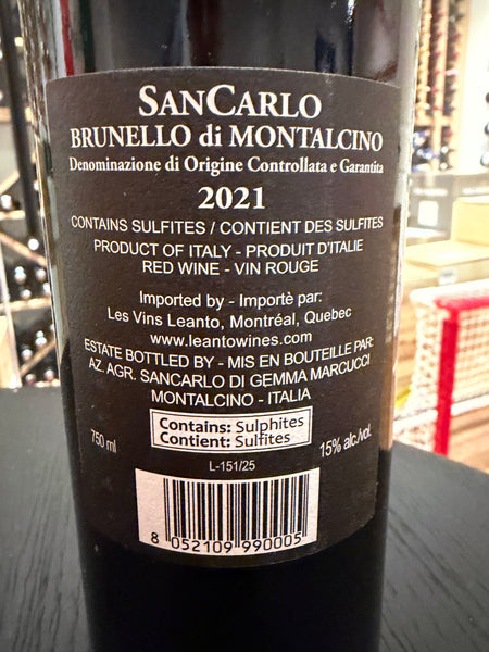 SanCarlo Brunello Di Montalcino DOCG- Private: $94.2/BTL - License: $81.92/BTL